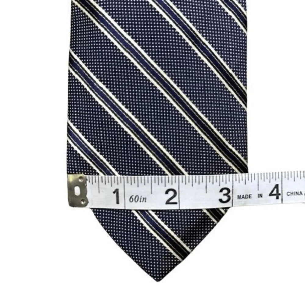 Brooks Brothers Men's Stain‎ Resistant Striped Silk Neck Tie Navy Blue White